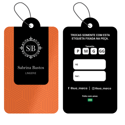 TAG PARA LINGERIE ROUPA MODA INTIMA PERSONALIZADA
